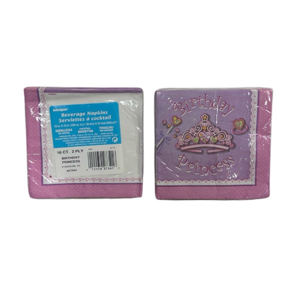 Unique brand set of 2, 16 count princess themed napkins brand new in packaging!